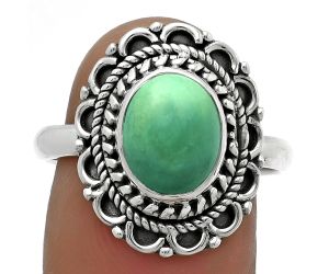 Natural Turquoise Magnesite Ring size-9 SDR176502 R-1256, 8x10 mm