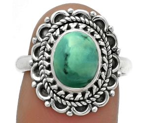 Natural Turquoise Magnesite Ring size-8 SDR176513 R-1256, 8x10 mm