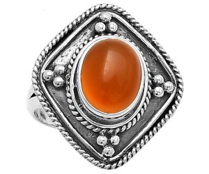 Natural Carnelian Ring size-7 SDR176588 R-1258, 8x10 mm