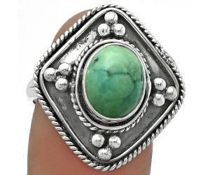 Natural Turquoise Magnesite Ring size-8.5 SDR176615 R-1258, 8x10 mm