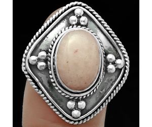Natural Pink Scolecite Ring size-9 SDR176625 R-1258, 8x12 mm