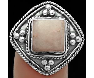 Natural Pink Scolecite Ring size-9 SDR176627 R-1258, 10x10 mm