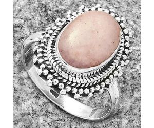 Natural Pink Scolecite Ring size-6.5 SDR176670 R-1332, 8x12 mm