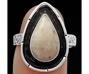 Natural Pink Scolecite Ring size-7.5 SDR176726 R-1688, 9x14 mm