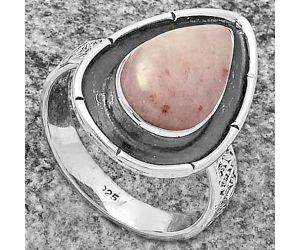 Natural Pink Scolecite Ring size-7.5 SDR176726 R-1688, 9x14 mm