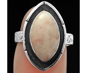 Natural Pink Scolecite Ring size-6.5 SDR176728 R-1688, 9x15 mm