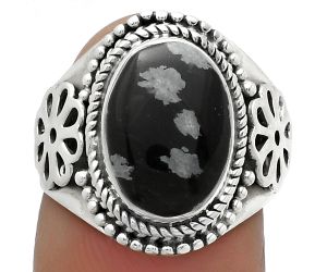 Natural Snow Flake Obsidian Ring size-7 SDR176743 R-1541, 9x13 mm