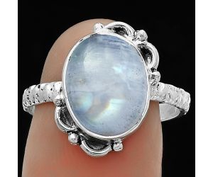 Natural Rainbow Moonstone - India Ring size-8.5 SDR176807 R-1103, 10x13 mm