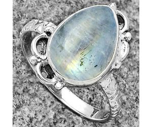 Natural Rainbow Moonstone - India Ring size-8 SDR176820 R-1103, 10x14 mm