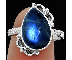 Blue Fire Labradorite - Madagascar Ring size-8 SDR176828 R-1103, 10x15 mm