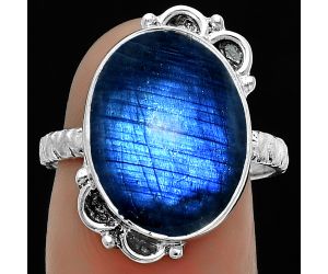 Blue Fire Labradorite - Madagascar Ring size-8 SDR176832 R-1103, 12x16 mm