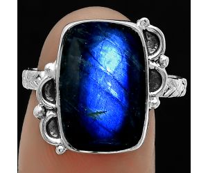 Blue Fire Labradorite - Madagascar Ring size-8 SDR176853 R-1103, 10x16 mm