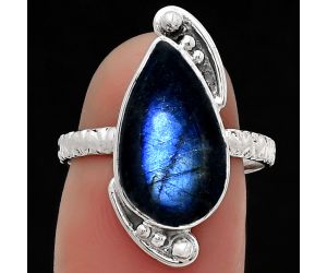 Blue Fire Labradorite - Madagascar Ring size-7.5 SDR176877 R-1160, 9x16 mm