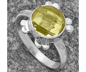 Faceted Natural Lemon Quartz Ring size-8 SDR176997 R-1091, 10x10 mm