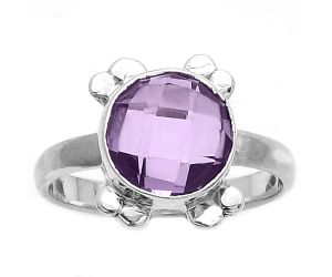 Faceted Natural Amethyst - Brazil Ring size-8 SDR177009 R-1091, 9x9 mm
