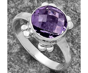 Faceted Natural Amethyst - Brazil Ring size-8 SDR177015 R-1091, 10x10 mm