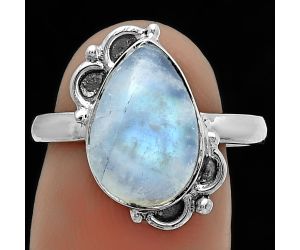 Natural Rainbow Moonstone - India Ring size-8 SDR177073 R-1103, 9x14 mm