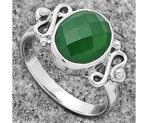 Faceted Natural Green Onyx Ring size-7 SDR177127 R-1118, 9x11 mm