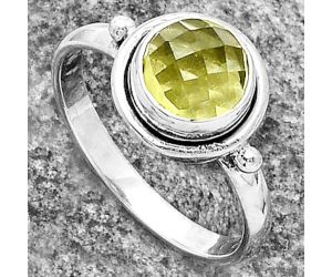 Faceted Natural Lemon Quartz Ring size-8.5 SDR177170 R-1220, 8x8 mm