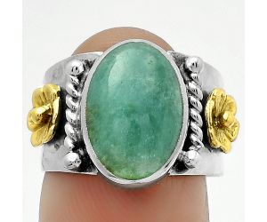 Two Tone - Natural Paraiba Amazonite Ring size-6.5 SDR177246 R-1481, 10x14 mm