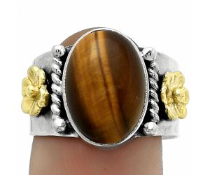 Two Tone - Natural Tiger Eye - Africa Ring size-8 SDR177270 R-1481, 10x14 mm