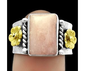 Two Tone - Natural Pink Scolecite Ring size-8 SDR177283 R-1481, 9x13 mm