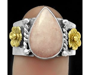 Two Tone - Natural Pink Scolecite Ring size-8 SDR177285 R-1481, 10x15 mm