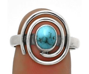 Spiral - Natural Kingman Turquoise 925 Sterling Silver Ring s.8 Jewelry R-1485, 5x7 mm