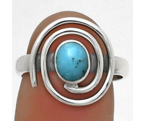 Spiral - Natural Kingman Turquoise 925 Sterling Silver Ring s.7 Jewelry R-1485, 5x7 mm