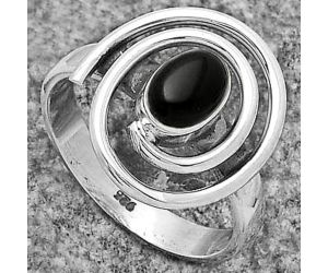 Spiral - Natural Black Onyx - Brazil Ring size-6.5 SDR177303 R-1485, 4x6 mm