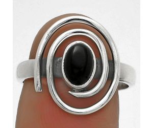 Spiral - Natural Black Onyx - Brazil Ring size-7 SDR177305 R-1485, 5x7 mm