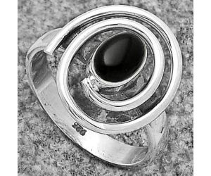 Spiral - Natural Black Onyx - Brazil Ring size-7 SDR177305 R-1485, 5x7 mm