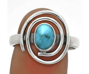 Spiral - Natural Kingman Turquoise 925 Sterling Silver Ring s.8.5 Jewelry R-1485, 6x8 mm