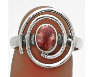 Spiral - Natural Pink Thulite - Norway Ring size-8 SDR177313 R-1485, 5x7 mm