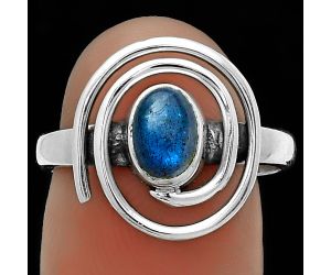 Spiral - Natural Blue Labradorite Ring size-7.5 SDR177332 R-1485, 5x7 mm