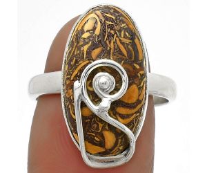 Natural Coquina Fossil Jasper - India Ring size-8 SDR177377 R-1478, 11x20 mm