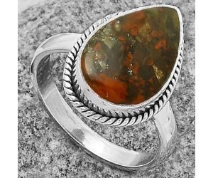 Natural Red Brecciated Jasper Ring size-7.5 SDR177467 R-1009, 10x16 mm