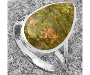Natural Unakite Ring size-7.5 SDR177532 R-1005, 12x19 mm