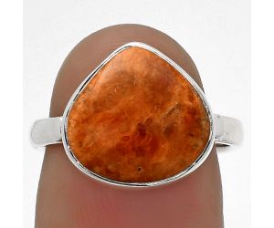 Natural Red Sponge Coral Ring size-7 SDR177782 R-1001, 12x13 mm