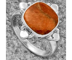 Natural Red Sponge Coral Ring size-7 SDR177826 R-1119, 11x11 mm