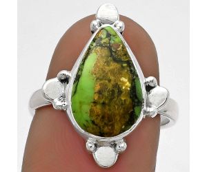 Natural Green Matrix Turquoise Ring size-7 SDR177848 R-1119, 9x14 mm