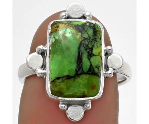 Natural Green Matrix Turquoise Ring size-7 SDR177850 R-1119, 9x13 mm