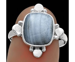 Natural Blue Lace Agate - South Africa Ring size-7 SDR177855 R-1119, 10x11 mm