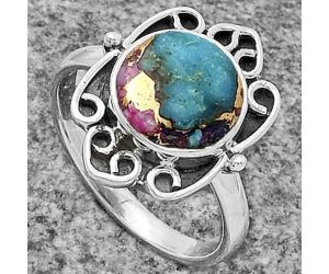 Kingman Pink Dahlia Turquoise Ring size-7.5 SDR177911 R-1226, 10x10 mm