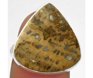 Natural Palm Root Fossil Agate Ring size-7 SDR177963 R-1001, 19x20 mm