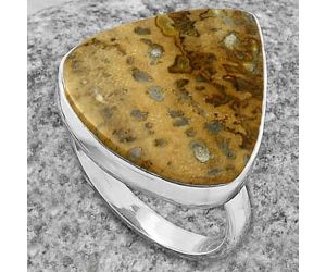 Natural Palm Root Fossil Agate Ring size-7 SDR177963 R-1001, 19x20 mm