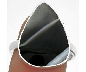 Natural Banded Onyx Ring size-8 SDR178013 R-1001, 14x19 mm