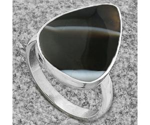 Natural Banded Onyx Ring size-8 SDR178013 R-1001, 14x19 mm