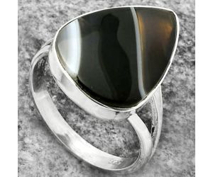 Natural Banded Onyx Ring size-8.5 SDR178054 R-1002, 14x19 mm
