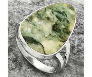 Natural Tree Weed Moss Agate - India Ring size-8 SDR178088 R-1002, 14x21 mm